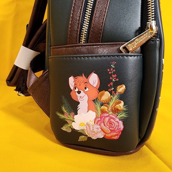 Loungefly Disney The Fox and The Hound Copper & Todd Floral Mini Backpack NEW - Picture 5 of 13